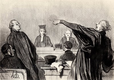 Asianajaja, joka on ilmeisesti täysin vakuuttunut…, 1845. tekijältä Honoré Daumier
