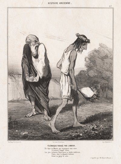 Muinainen historia: Pl. 27, Telemachus Ravaged by Love..., 1842. tekijältä Honoré Daumier