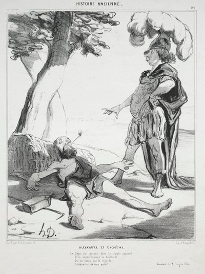 Muinainen historia, levy 20: Aleksanteri ja Diogenes, 14. elokuuta 1842. tekijältä Honoré Daumier