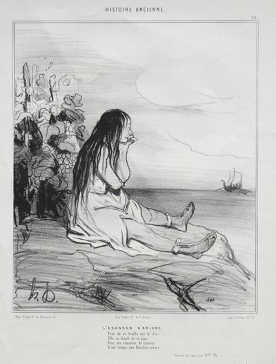 Muinainen historia, levy 24: Ariadnen hylkääminen, 4. syyskuuta 1842. tekijältä Honoré Daumier