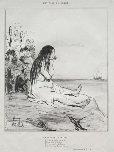 Muinainen historia, levy 24: Ariadnen hylkääminen, 4. syyskuuta 1842. tekijältä Honoré Daumier