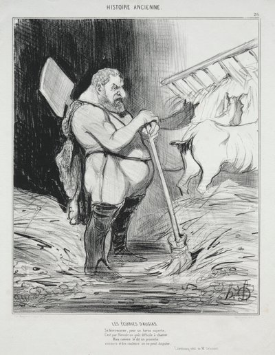 Muinainen historia, levy 26: Augeasin talli, 25. syyskuuta 1842. tekijältä Honoré Daumier