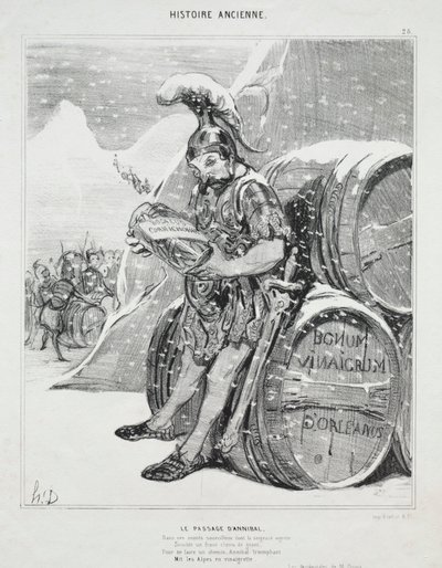Muinainen historia, levy 28: Hannibalin kulku, 6. lokakuuta 1842. tekijältä Honoré Daumier