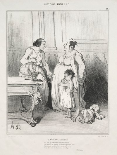Muinainen historia, levy 46: Gracchin äiti, 1842. tekijältä Honoré Daumier