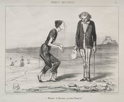 Aquatic Sketches, levy 8: Madame la Baronne, se on kunniani... tekijältä Honoré Daumier