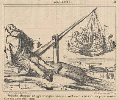 Archimedes demonstroi englantilaisille insinööreille... tekijältä Honoré Daumier