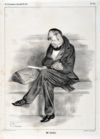 Honore Daumierin (1808-1879) taideteos. Charivari on vuodelta 1833: Serie Celebrites de la caricature “” M. Guiz...”” KUUTATAIDEMUSEO – PALACE LONGCHAMP, MARSEILLE tekijältä Honoré Daumier