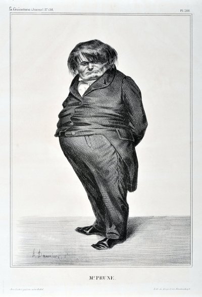 Honore Daumierin (1808-1879) taideteos. Charivari on peräisin vuodelta 1833: Serie Celebrites de la Caricature "" M. Plum"" KAUTAITEEN MUSEO - PALAIS LONGCHAMP, MARSEILLE tekijältä Honoré Daumier