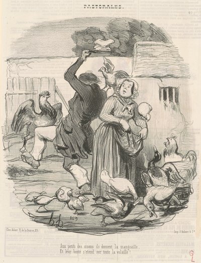 Hanhenpoikien poikaset ruokkivat... tekijältä Honoré Daumier