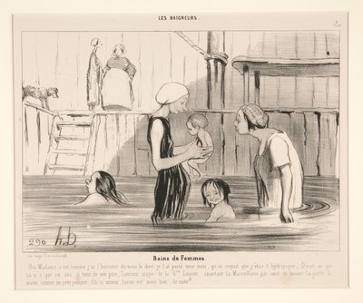 Naisten kylpylät. Kyllä rouva, se tekijältä Honoré Daumier