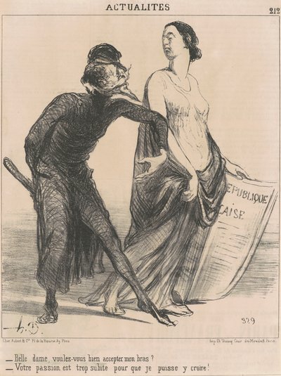 Kaunis nainen, hyväksytkö käteni? tekijältä Honoré Daumier