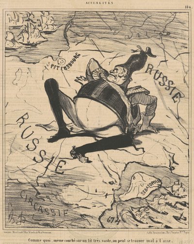 Kuten mitä ... erittäin suuressa sängyssä,,, tekijältä Honoré Daumier