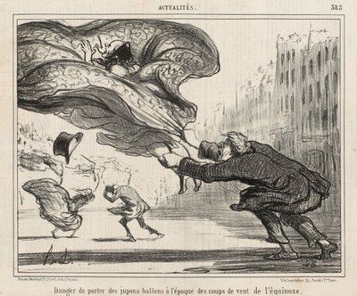 Vaara ilmapallo-alushameiden käyttämisestä päiväntasauksen myrskyjen aikaan, julkaistu 3. huhtikuuta tekijältä Honoré Daumier