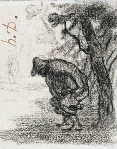 Don Quijote ja Sancho Panza puun takana tekijältä Honoré Daumier