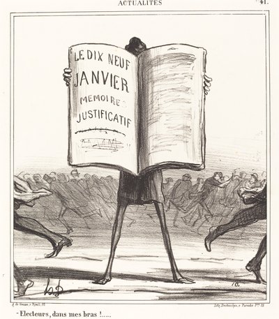 Äänestäjät, sylissäni!... tekijältä Honoré Daumier