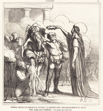 Empedokles saa... jumalallisia kunnianosoituksia... tekijältä Honoré Daumier