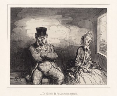 Rautateillä... Miellyttävä naapuri tekijältä Honoré Daumier
