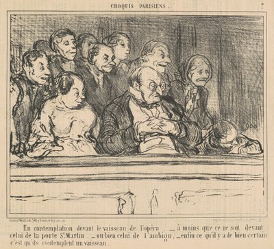 Mietityksissä oopperan laivan edessä tekijältä Honoré Daumier