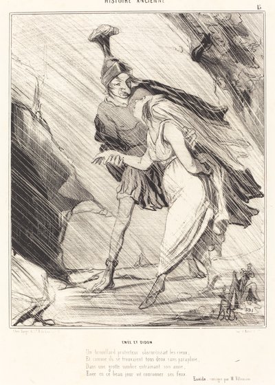 Aeneas ja Dido tekijältä Honoré Daumier