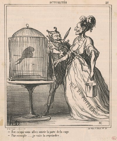 Aiotko avata häkin oven... tekijältä Honoré Daumier