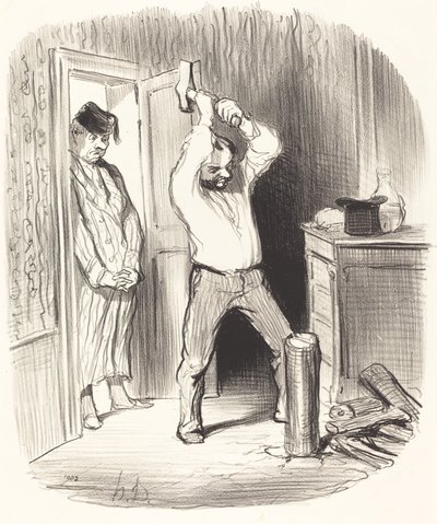 Onko jumalalla lupa... halkaista puuta... tekijältä Honoré Daumier
