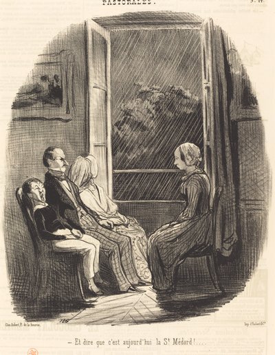 Ja ajatella, että tänään on Saint-Médard! tekijältä Honoré Daumier