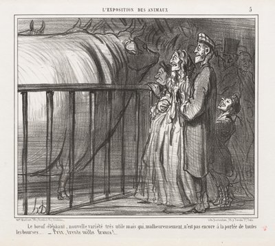 Eläinten näyttely: Lehmä-elefantti, uusi lajike tekijältä Honoré Daumier