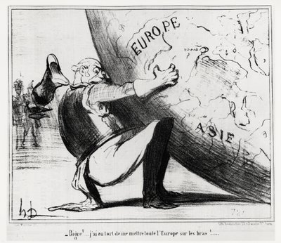 Saksa: bigre!... Tein väärin, kun annoin koko Euroopan käsiini. Kuvitus Honore Daumier (1808-1879), julkaistu uutisissa, "" Charivari", päivätty 25. tammikuuta tekijältä Honoré Daumier