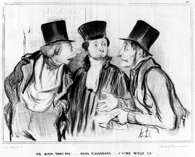 Hei, hyvä. Unohda koko juttu! anomme... Pidän siitä paremmin!... , sarjakuva Honore Daumier (1808-1879). "Charivari". tekijältä Honoré Daumier