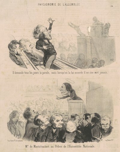Hän pyytää puheenvuoroa joka päivä... tekijältä Honoré Daumier