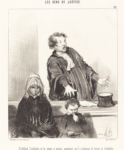 Hän puolustaa orpoa ja leskeä, ellei... tekijältä Honoré Daumier