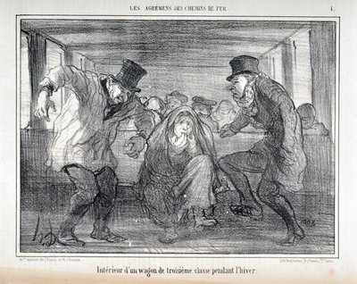 Kuvitus sarjalle "Les Agrements des Chemin de fer" tekijältä Honoré Daumier