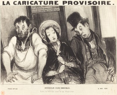 Omnibussin sisätilat tekijältä Honoré Daumier