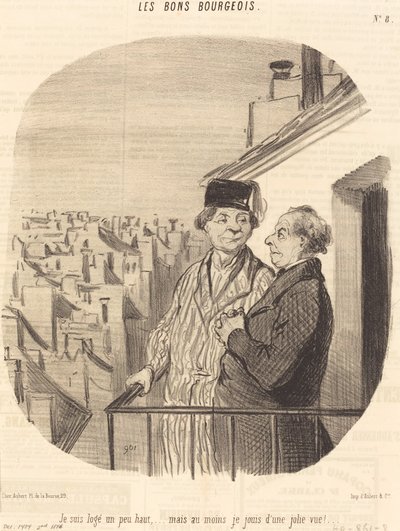Olen hieman korkealla... mutta... Nautin kauniista näkymistä! tekijältä Honoré Daumier