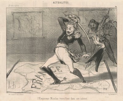 Keisari Nikolaus työskentelee kabinetissaan tekijältä Honoré Daumier