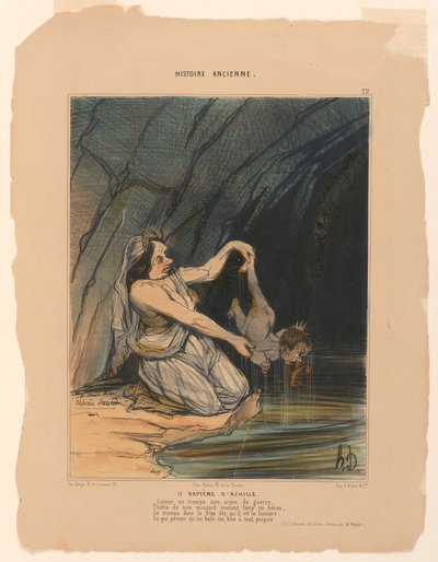 Akilleuksen kaste, levy 22 muinaisesta historiasta tekijältä Honoré Daumier