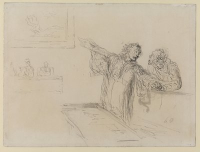 La Defense, n. 1865 (kynä ja muste ja wc paperilla) tekijältä Honoré Daumier