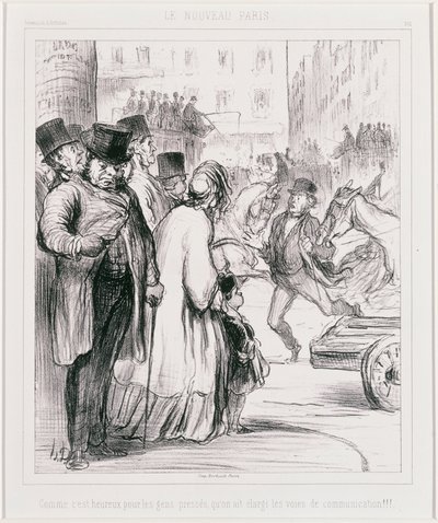 Le Nouveau Paris: Kuinka onneksi kiireisille ihmisille onkaan, että teitä on levennetty (The New Paris). tekijältä Honoré Daumier