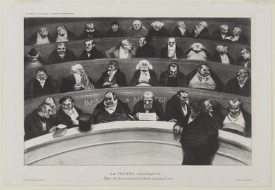 Le Ventre Législatif: Aspect des benches ministériels de la chambre improstitée de 1834 tai The Legislative Belly: Näkymä vuoden 1834 prostituutiokamarin ministeripenkeistä tekijältä Honoré Daumier