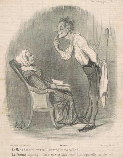 Aviomies. Bobonne, haluatko parrani lahjaksi? tekijältä Honoré Daumier