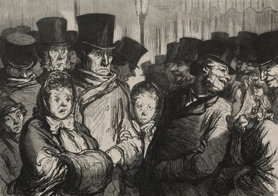 Teatterit: tulee ulos draamasta ja tulee ulos köydenkävelijistä. tekijältä Honoré Daumier