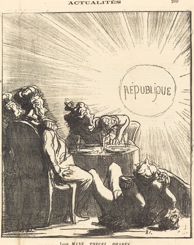 Heidän Mané, Thecel, Pharès tekijältä Honoré Daumier