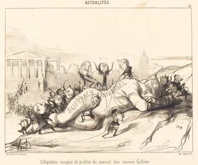 Liliputilaiset yrittävät nauttia unesta... tekijältä Honoré Daumier