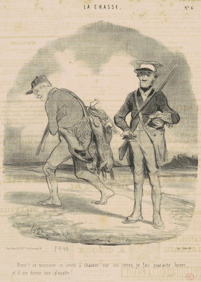 Kiitos! Tämä herrasmies kutsuu minut metsästämään... tekijältä Honoré Daumier