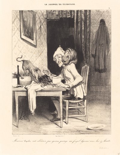 Monsieur Coquelet... jakaa... lounaansa tekijältä Honoré Daumier