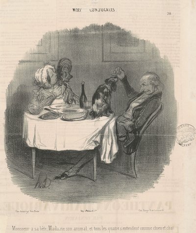 Monsieurilla on peto, rouva eläin... tekijältä Honoré Daumier