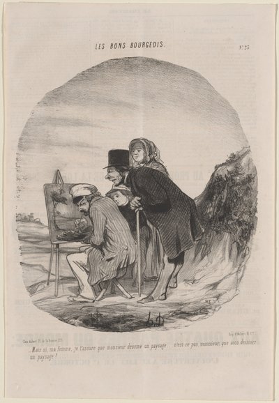 Gentleman piirtää maiseman tekijältä Honoré Daumier