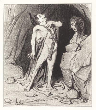 Oidipus sfinksillä tekijältä Honoré Daumier