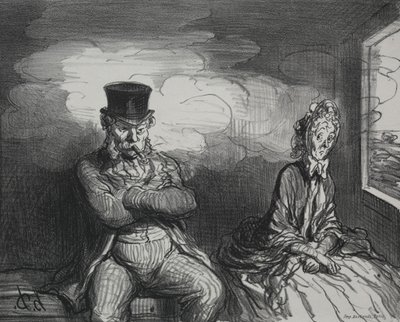 Junassa: miellyttävä seuralainen tekijältä Honoré Daumier
