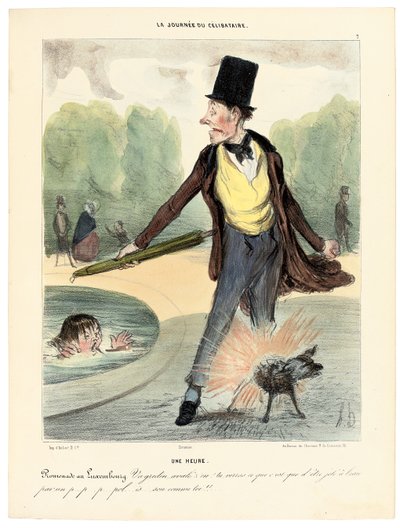 Kello yksi: Kävely Luxemburgin puistossa, 1839 tekijältä Honoré Daumier